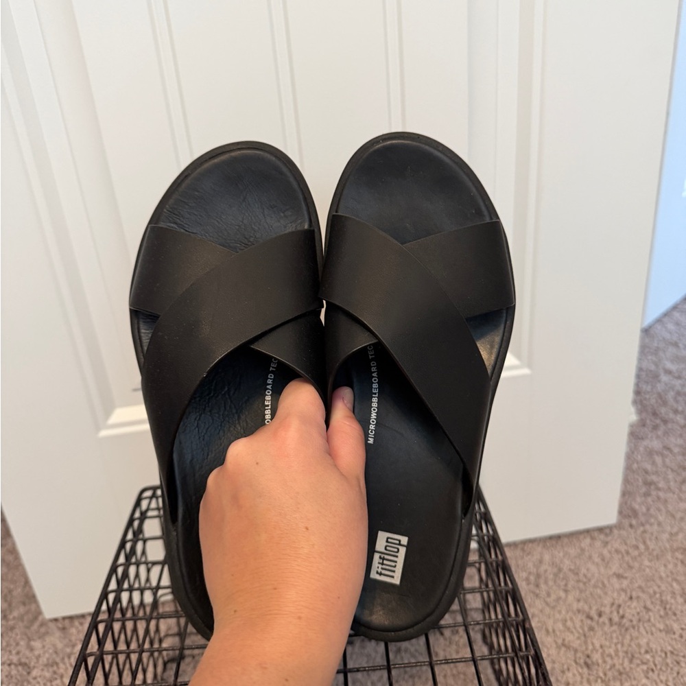 Fitflop Black Crisscross Slide Sandals - Picture 8 of 8